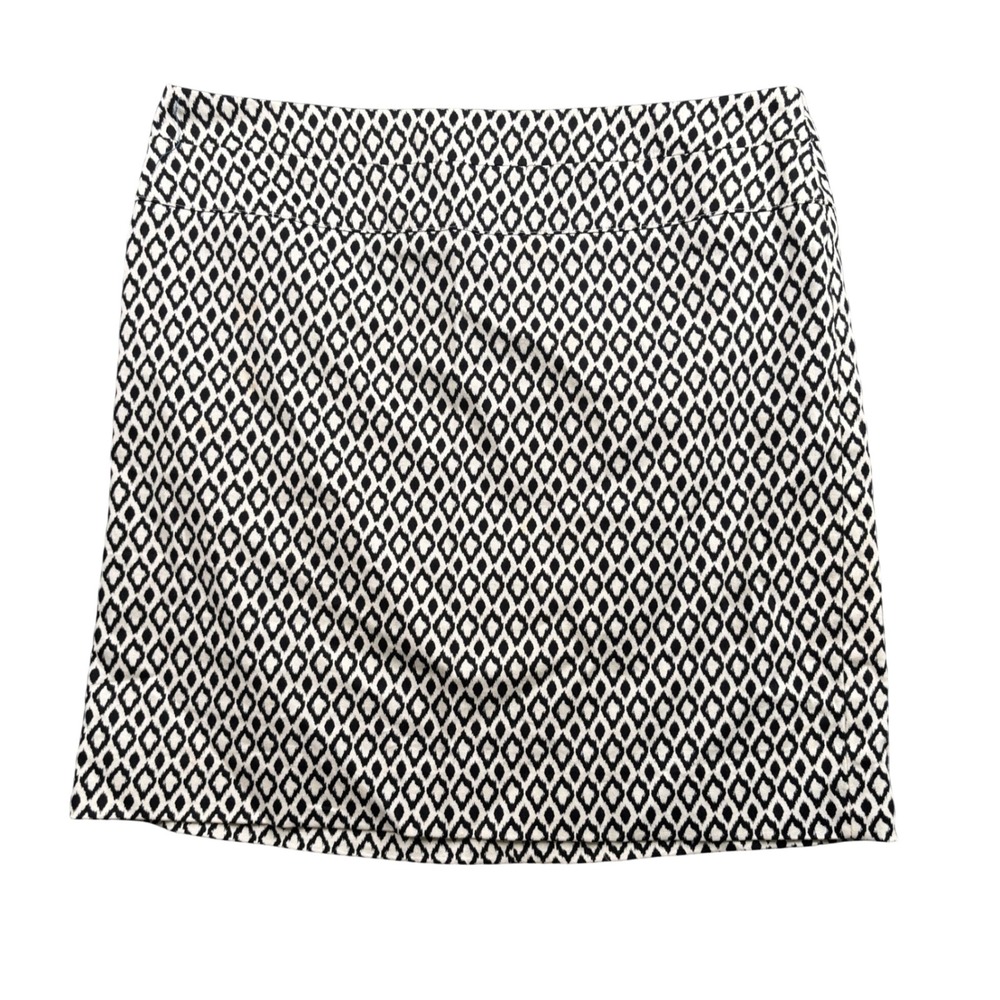 Donna‎ Ricco Mini Skirt Women's 4 Black White Geometric Ikat Print Career Preppy